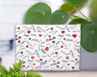 Italia Hearts Print Cosmetic Pouch | Italian Travel Makeup Bag with Gold Zipper Pull