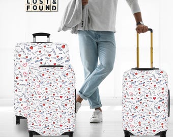 I Love Italy Stretchy Luggage Cover Suitcase Protector | Italian Travel Vacation Accessory