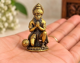 Hanuman Ji Statue for Pooja Mini Hanuman Idol for Home Temple Lord Hanuman Brass Murti  Bajrangbali Figurine for Altar Tiny Brass Hanuman