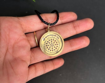 Maa Baglamukhi Pendant Ashtadhatu Mantra Yantra Locket with Picture Ashtadhatu Talisman for Protection & Power Hindu Spiritual Jewelry