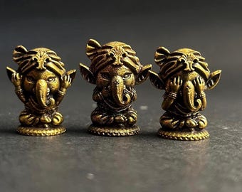 Ganesha Statue Three Monks Statue Cute Ganesh See No Evil Set Meditating Ganesha Trio Spiritual Decor Hindu God Idol Gift Idea