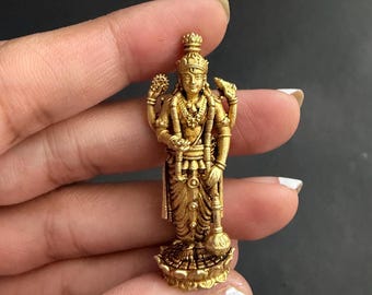 Brass Vishnu Statue Lord Vishnu Idol Hindu God Vishnu Murti for Home Temple Vishnu Bhagwan Sculpture Spiritual Decor Gift