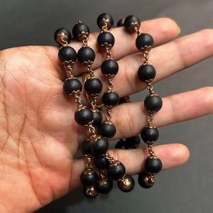 Saligram Stone Japa Mala with Copper Caps Shaligram Rosary for Chanting Vishnu Prayer Beads Hindu Japa Mala for Pooja & Meditation Saligram