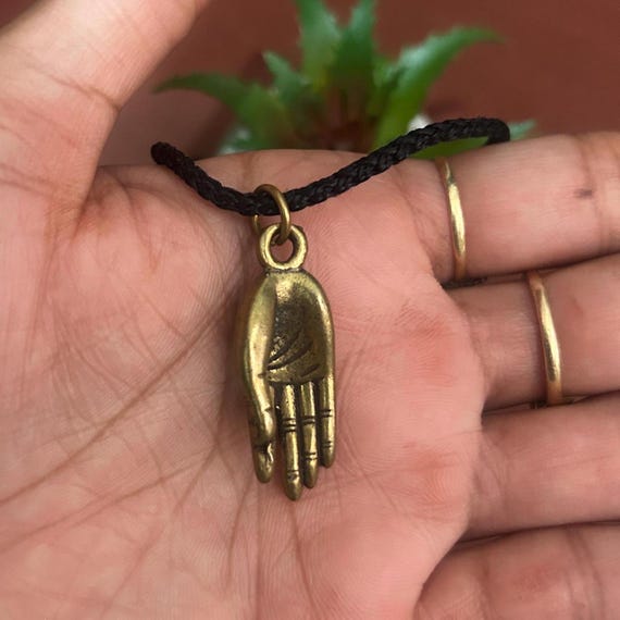 Brass Abhaya Mudra Buddha Hand Necklace: Boho Spiritual Amulet - Etsy