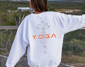 T-shirt de yoga | Sweat à capuche de yoga | Pull beige minimaliste | Sweat-shirt minimaliste de méditation, pull de yoga, sweat-shirt de yoga, dos de yoga