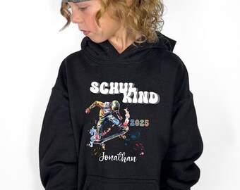 Personalized schoolchild shirt with name and year, first day of school, first grader, school T-shirt for boys, skateboard, first day of school 2026