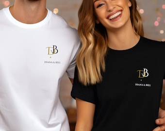 Camiseta de pareja personalizada, suéter con número de año para parejas, camisa de pareja a juego, aniversario de bodas, suéter de San Valentín