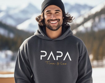 Sweat à capuche papa personnalisé avec nom, cadeau de t-shirt père, annonce de papa attendu, fête des pères, sweat-shirt cool papa, meilleur papa