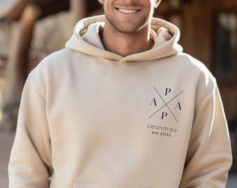 Papa hoodie gepersonaliseerd met naam en jaar, vader T-shirt cadeau, aanstaande vader aankondiging, Vaderdag, coole papa sweatshirt