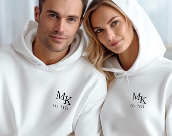 Camiseta de pareja personalizada, suéter con número de año para parejas, camisa de pareja a juego, aniversario de bodas, suéter de San Valentín