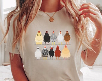 Hühner Sweatshirt, Huhn Tshirt, süßer Hühner  Hoodie,  Kapuzenpullover Bauernhof, lustige Tiere, Cottagecore Rundhalsausschnitt