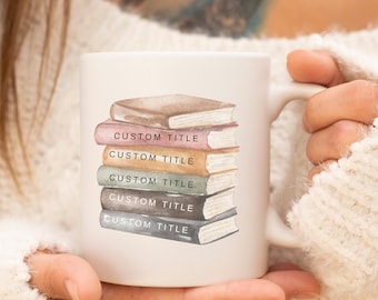 PERSONALISIERTE Bücher Tasse, Watercolor Bookish, Booktok Mug custom, Bücherliebe Geschenk, aestehtic, booklover, book merch Becher vintage