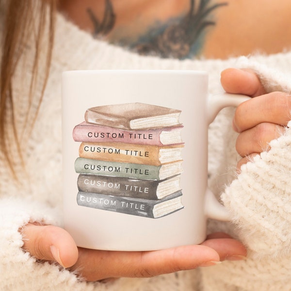 PERSONALIZED Books Mug, Watercolor Bookish, Booktok Mug custom, book lover gift, aeschtic, booklover, book merch mug vintage