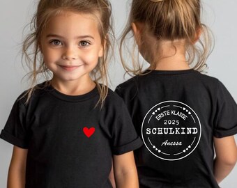 Maglietta personalizzata per bambini con nome sul retro, primo giorno di scuola, prima elementare, regalo per ragazzi e ragazze, stampa sul retro del primo giorno di scuola 2026
