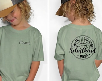 Maglietta personalizzata per bambini con nome sul retro, primo giorno di scuola, prima elementare, regalo per ragazzi e ragazze, stampa sul retro del primo giorno di scuola 2026