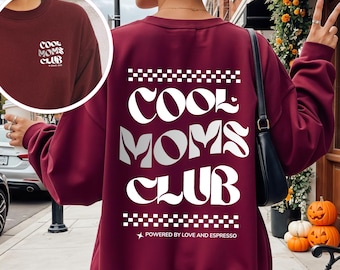 Felpa con cappuccio Cool Moms Club personalizzata con nome e anno, maglietta regalo per la mamma, annuncio di mamma, maglietta retrò per la mamma, maglione per la mamma