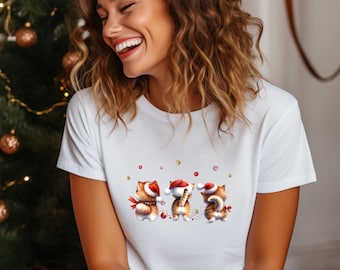Süßes Katzen T-Shirt Christmas, Weihnachten Hoodie mit Katzen, Pullover Katzenbesitzer, Weihnachten nordic Sweater, Sweater Cat Christmas
