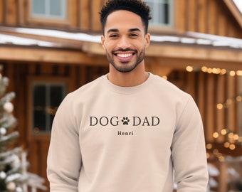 Dog Dad Sweatshirt personalisiert, T-Shirt mit Hundename, Hundebesitzer personalisiertes Geschenk, Haustier Liebhaber, Hunde Papa Hoodie