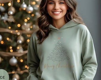 Merry Christmas Sweatshirt, Winter Hoodie, Minimalist, Christmas Nordic Sweater, Christmas Tree Outfit, unisex Sweater, Hoodie