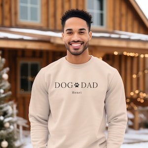 Dog Dad Sweatshirt personalisiert, T-Shirt mit Hundename, Hundebesitzer personalisiertes Geschenk, Haustier Liebhaber, Hunde Papa Hoodie
