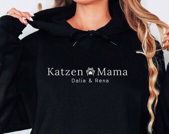 Personlig kattmamma-tröja, t-shirt med kattens namn, personlig present till kattägare, husdjursälskare, kattmamma-tröja