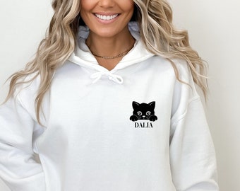 Katzen Mama Sweatshirt personalisiert, T-Shirt mit Katzenname, Katzenbesitzer personalisiertes Geschenk, Haustier Liebhaber, Cat Mom Pulli
