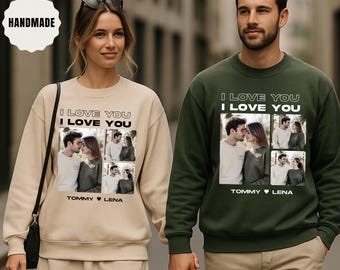 Camiseta de pareja con foto personalizada, sudadera con capucha con collage de fotos para parejas, regalo de San Valentín para parejas, camisa, aniversario de bodas