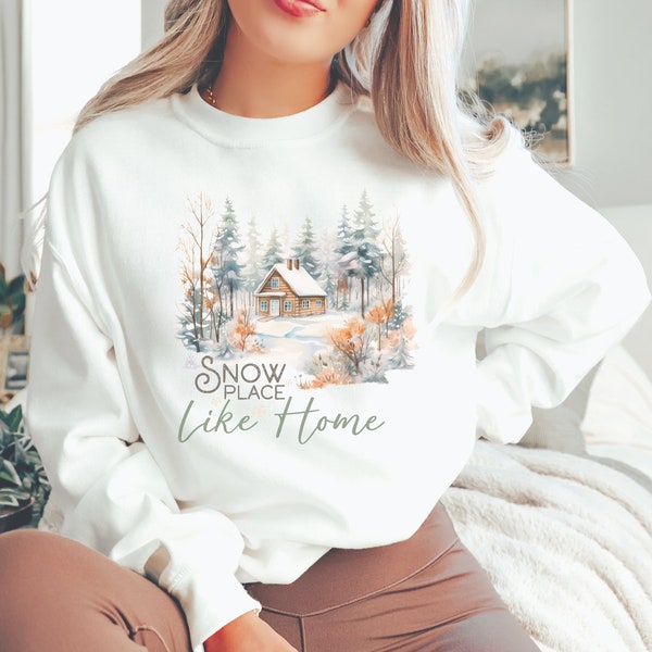 Minimalistisch sneeuwsweatshirt, herfsttrui, cottagecore winter, herfstt-shirt, herfstnoordse trui, winteroutfit, unisex trui