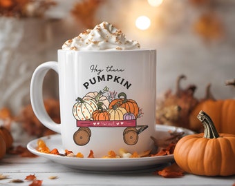 Cute autumn mug, pumpkin mug, Halloween Autumn Mug, ceramic mug, pumpkin mug, cocoa, fall pumpkin cup, farmhouse aesthetic, Helloween