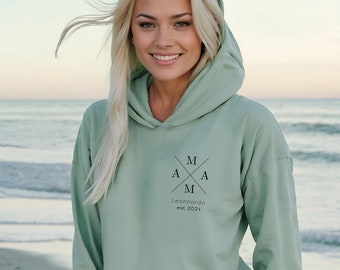 Mama Hoodie personalisiert mit Name und Jahreszahl, Mama T-Shirt Geschenk, werdende Mama Ankündigung, Muttertag, Mutter Pullover