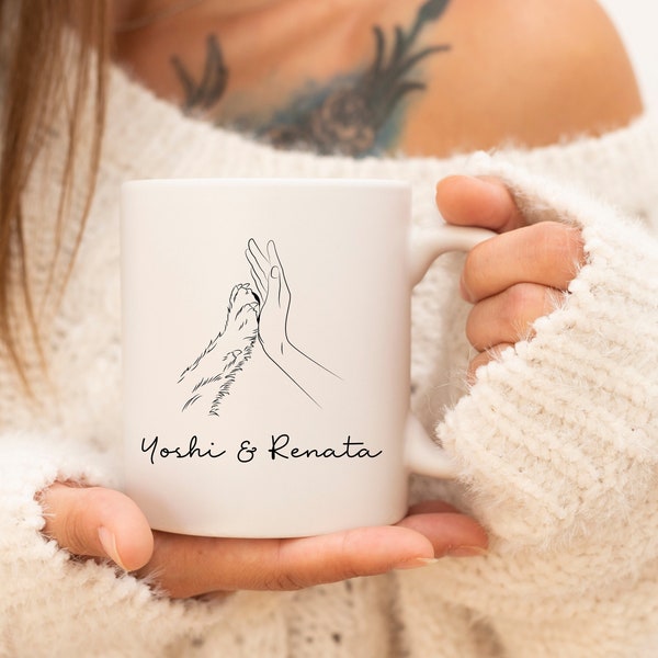 PERSONALISIERTE Hunde Tasse mit Name, Becher mit Hundename, Hundebesitzer personalisiertes Geschenk, Haustier Liebhaber, Hunde Mama Pfote