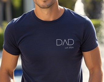 T-shirt papa personnalisé avec nom et année, cadeau à capuche père, annonce futur papa, fête des pères, sweat-shirt papa chiné marine