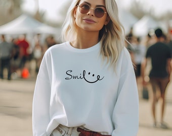 Minimalist Smile Sweatshirt, Smile Hoodie, Boho Shirt, Minimalist Hoodie, Positive Vibes Sweatshirt, Positivity Quote Shirt