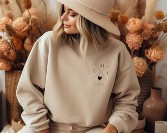 Cooles Oma Sweatshirt  personalisiert, Hoodie Oma Name Datum, Oma T-Shirt  Geschenk Geburt, Geschenk Oma, Oma Geburtsjahr, Pulli Oma