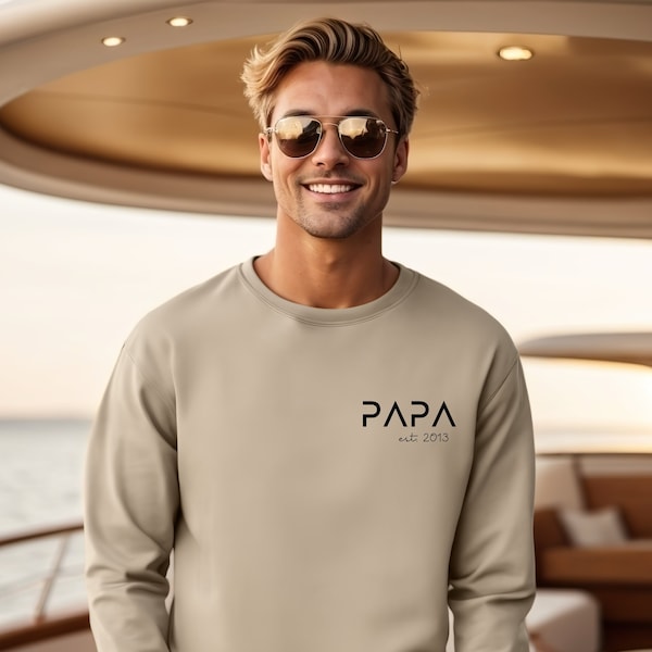 Papa Hoodie personalisiert mit Name, Vater T-Shirt Geschenk, werdender Papa Ankündigung, Vatertag, Cooles Papa Sweatshirt, bester Papa