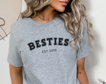 Personalized Besties est Sweatshirt, Custom Bestie Shirt, BFF Gift Name Date, Bestie Hoodie, Best Friends Shirt, Birthday