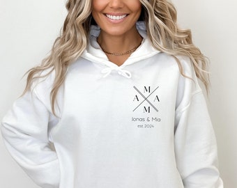 Sweat à capuche maman personnalisé avec nom et année, cadeau t-shirt maman, annonce future maman, fête des mères, pull maman