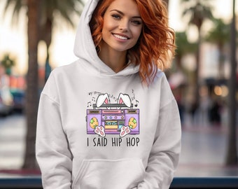 Hip Hop Ostern Sweatshirt, Ostern Pulli unisex, Easter Hoodie Music, Sweatshirt Osterhase, Frauen Ostershirt, T-Shirt Ostern Musik