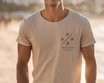 Vatertag 2026  T-Shirt personalisiert mit Name und Jahreszahl, Vater Hoodie Geschenk, werdender Papa Ankündigung, sweatshirt sage