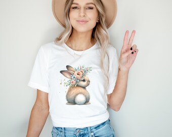 Easter bunny T-shirt, Easter sweater unisex, Easter hoodie, sweatshirt rabbit, women's Easter shirt, spring flowers, Happy Easter shirt, forest