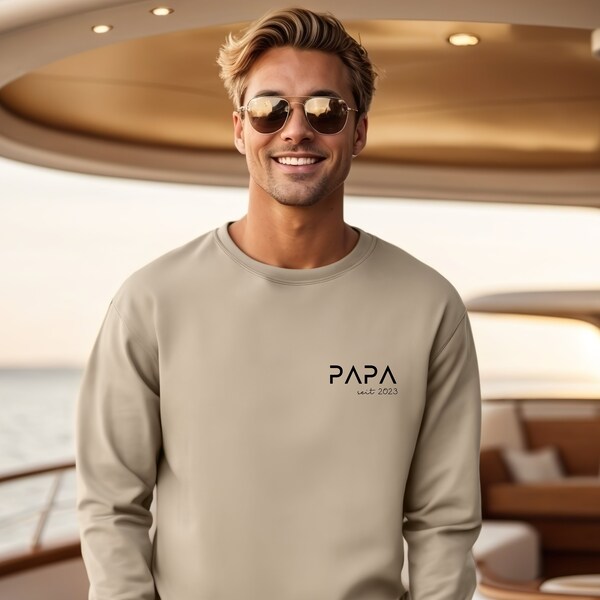 Papa Hoodie personalisiert mit Name, Vater T-Shirt Geschenk, werdender Papa Ankündigung, Vatertag, Cooles Papa Sweatshirt, bester Papa