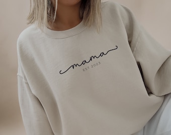 Maglione mamma personalizzato, maglietta nome data, felpa mamma regalo nascita, regalo di Natale mamma, neomamma anno di nascita, maglione