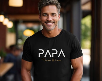 Papa T-Shirt personalisiert mit Name, Vater Hoodie Geschenk, werdender Papa Ankündigung, Vatertag, Cooles Papa Sweatshirt, bester Papa