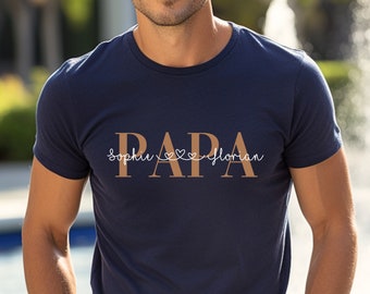 Papa T-Shirt personalisiert mit Name, Vater Hoodie Geschenk, werdender Papa Ankündigung, Vatertag, Cooles Papa Sweatshirt, bester Papa