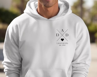 T-shirt DAD personnalisé avec nom et année, cadeau à capuche pour père, annonce de futur papa, fête des pères, sweat-shirt cool papa, papa