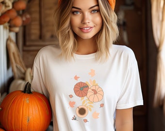 Autumn T-Shirt with pumpkin | Fall Shirt | Autumn Sweater | cute autumn T-Shirt coffee | Autumn Hoodie | Autumn Sweater | Fall Tee gift