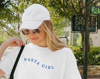 PASTA GIRL, Pinterest Aesthetic clothes, vintage, minimalistic tshirt, pasta t shirt, trendy, oversized tee, feminist shirt, wavy letters