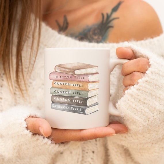 PERSONALISIERTE Bücher Tasse, Watercolor Bookish, Booktok Mug custom, Bücherliebe Geschenk, aestehtic, booklover, book merch Becher vintage