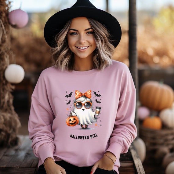 T-shirt Halloween Donna Tiorhooe - Design Fantasma E Zucca, Morbida, Maniche Corte, Taglieforti