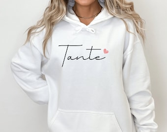 Tante Sweatshirt personalisiert Jahreszahl, Tante Geburtsankündigung Geschenk, Hoodie, Baby, personalisiertes Datum Tshirt minimalistisch